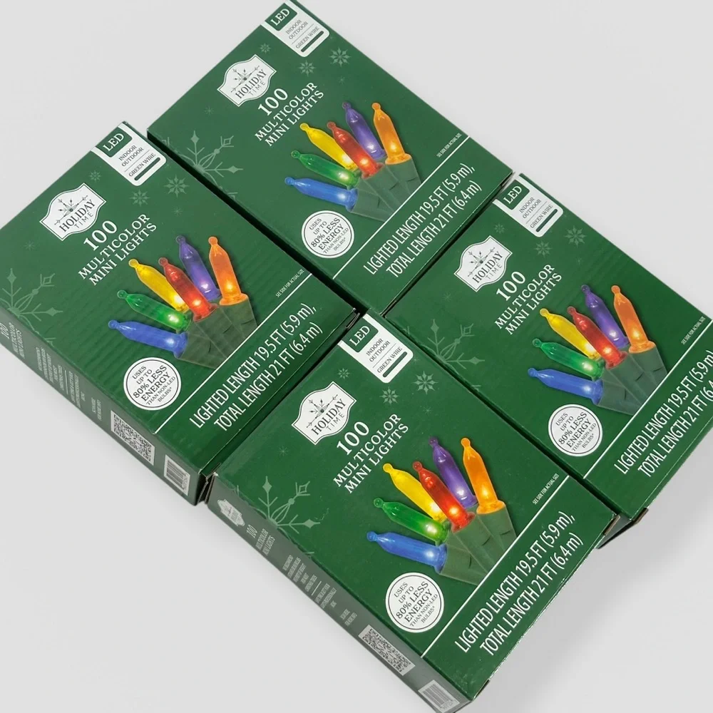 NEW Holiday Time 100-Count Multicolor LED Mini Christmas Lights GREEN Wire